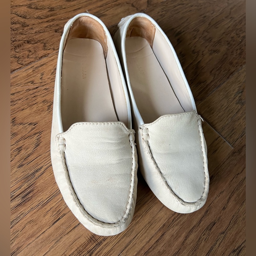 Cole Haan White Leather Driving shoes